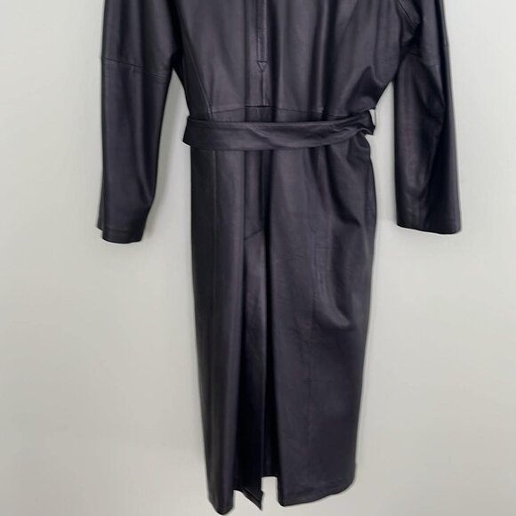 Vintage Remy Women's Sz 40 Full Length Leather Belted Trench Coat Luxury Supple - Picture 13 of 13